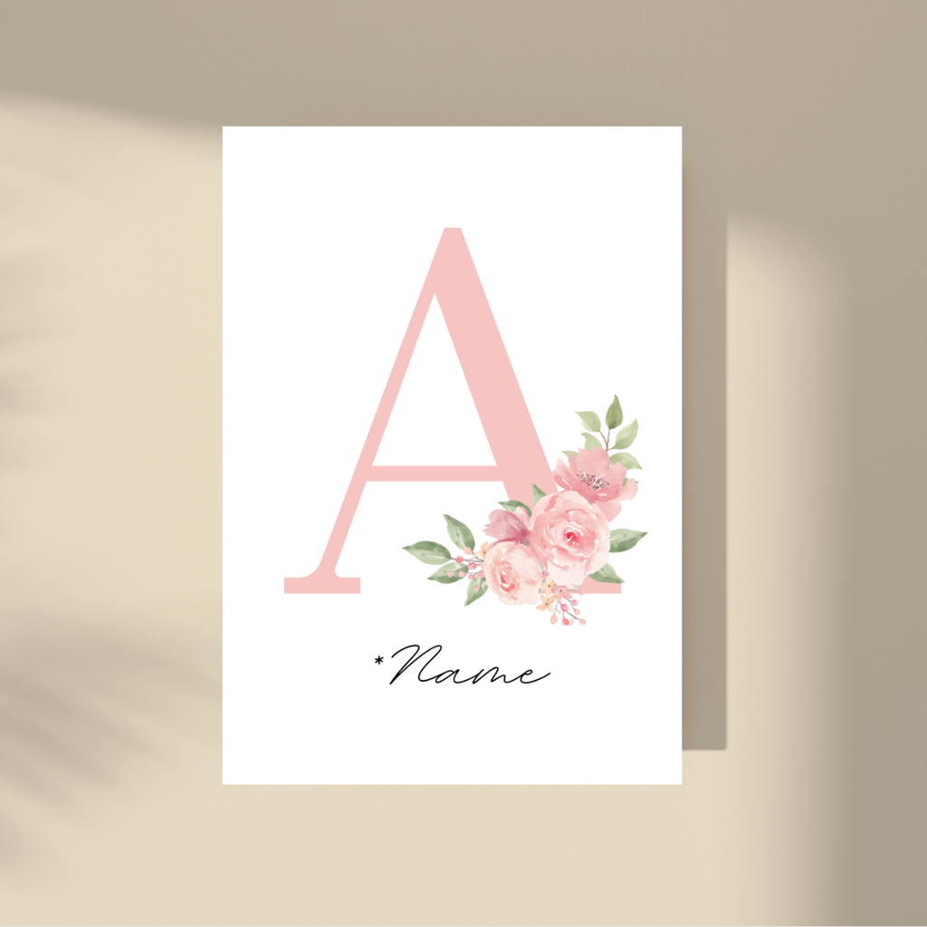 Personalizovano - Pink Flowers Početno slovo i ime
