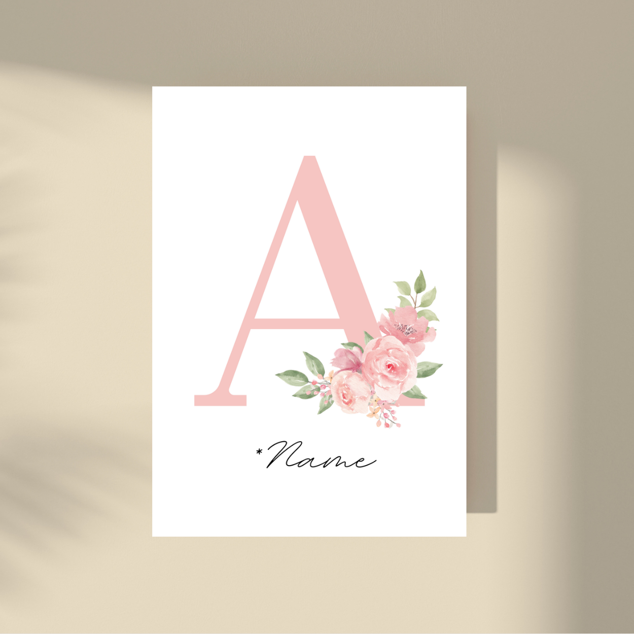 Personalizovano - Pink Flowers Početno slovo i ime