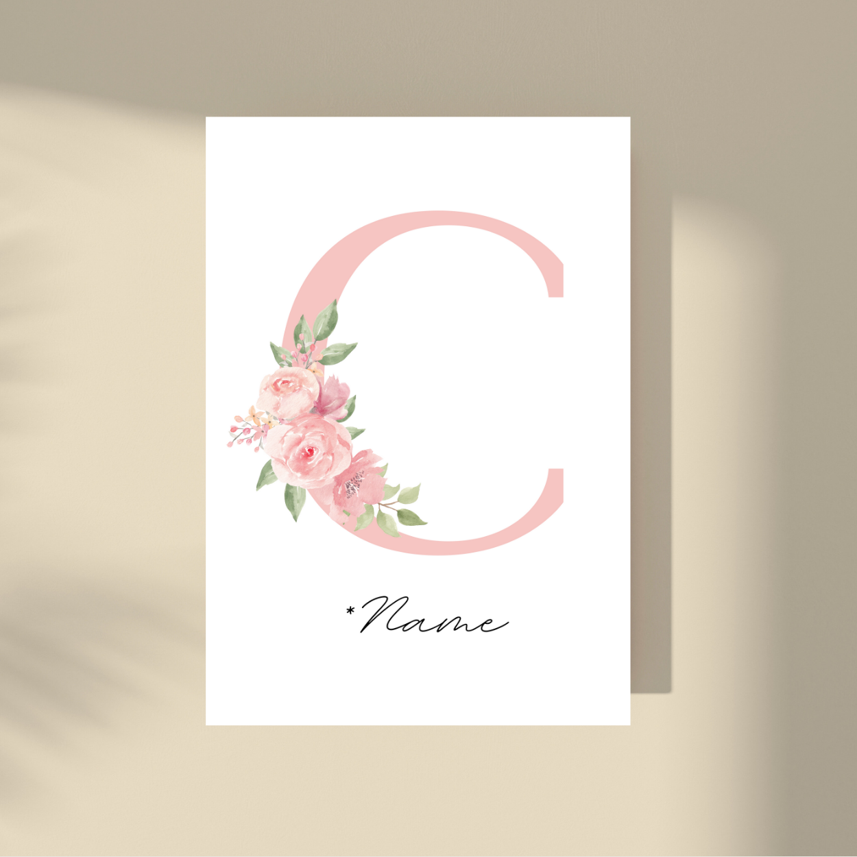 Personalizovano - Pink Flowers Početno slovo i ime