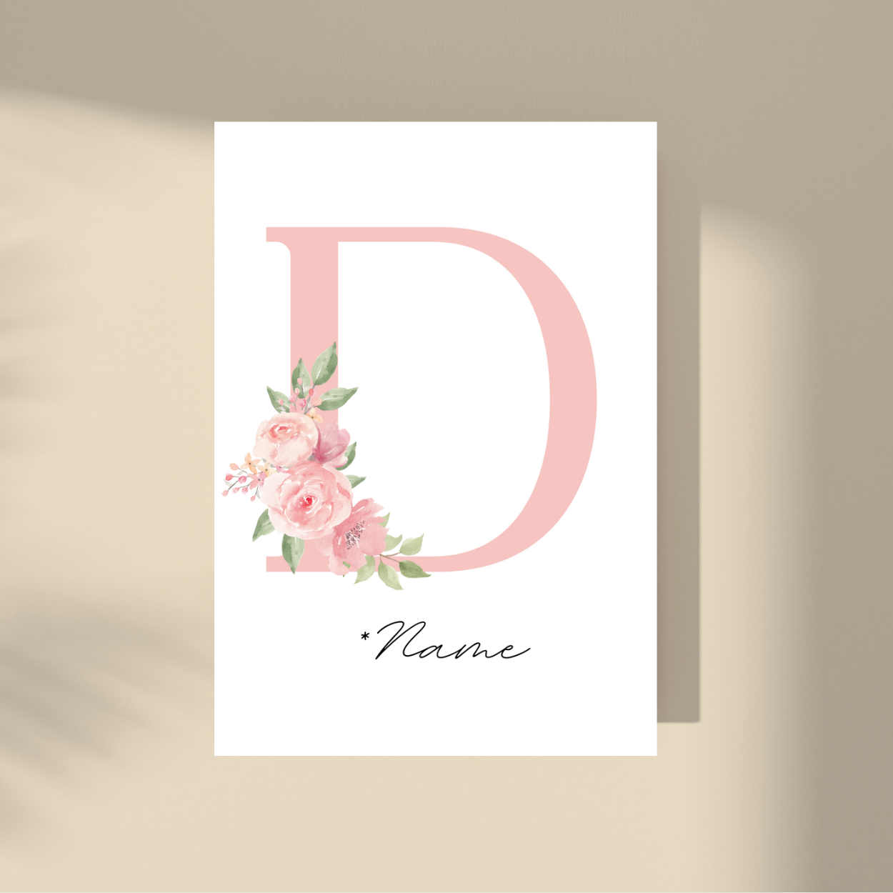 Personalizovano - Pink Flowers Početno slovo i ime