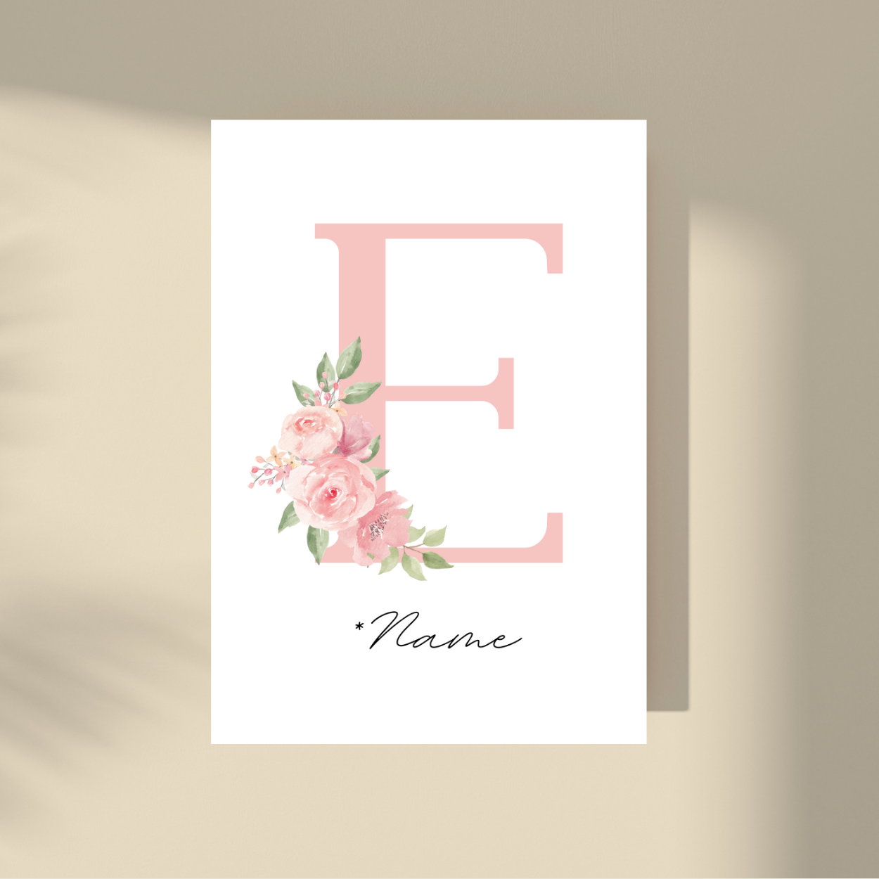 Personalizovano - Pink Flowers Početno slovo i ime
