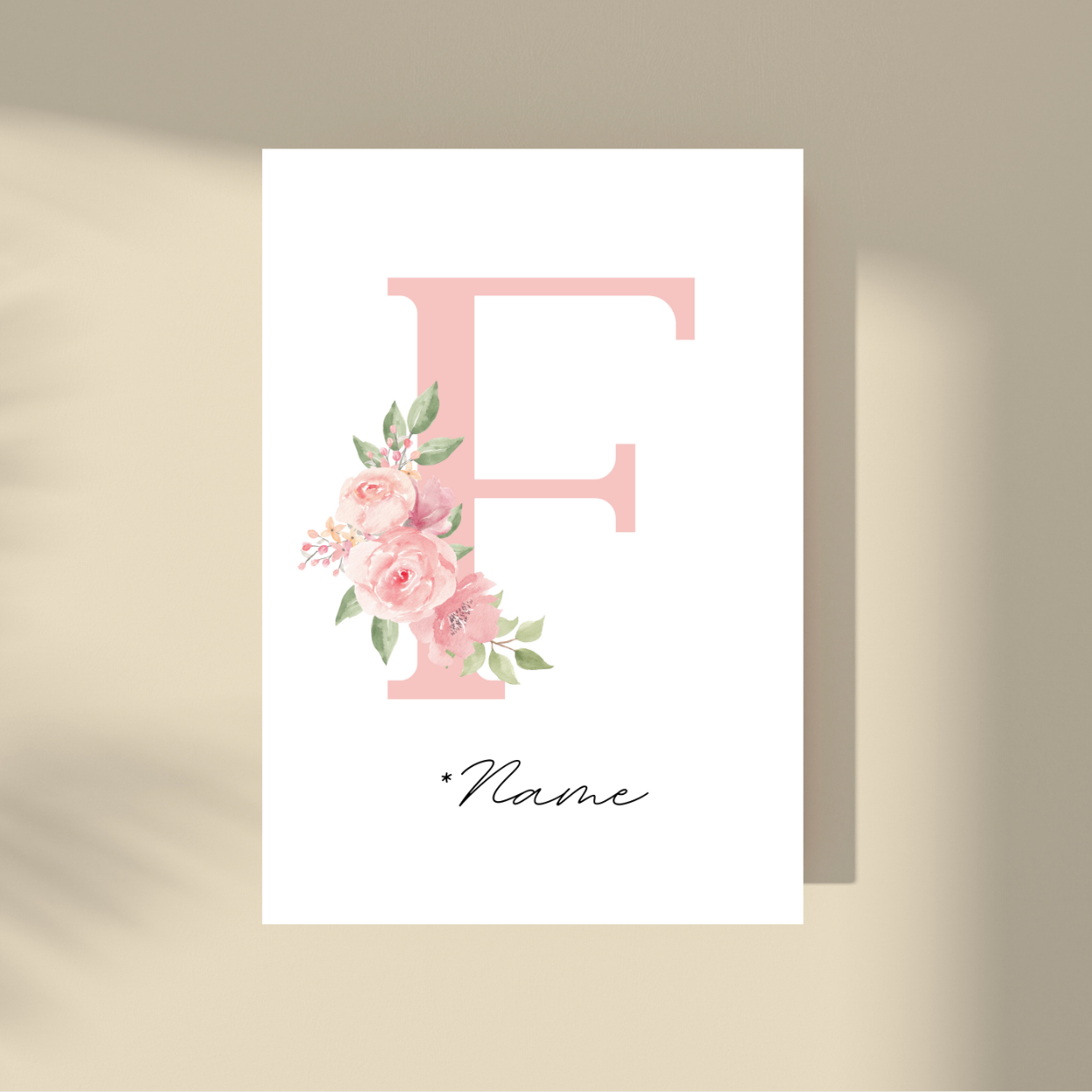 Personalizovano - Pink Flowers Početno slovo i ime