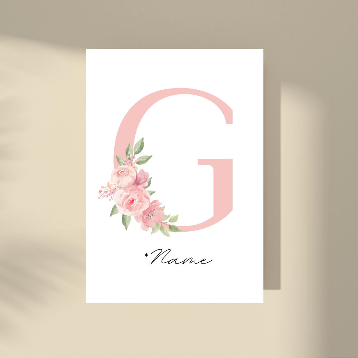 Personalizovano - Pink Flowers Početno slovo i ime