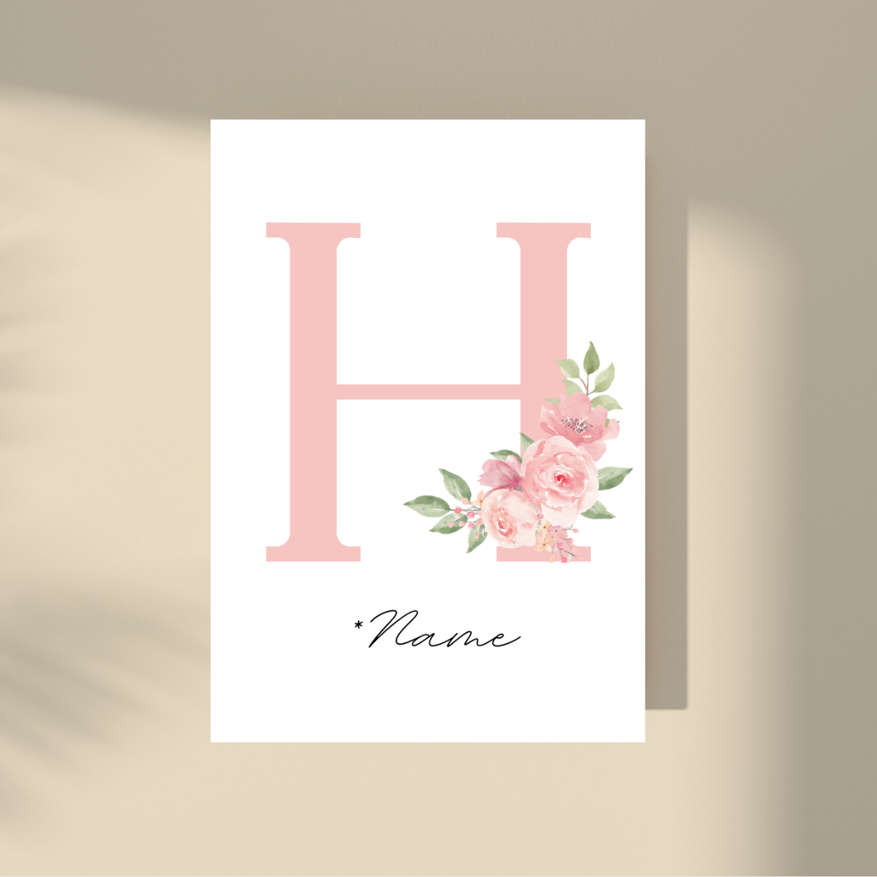 Personalizovano - Pink Flowers Početno slovo i ime