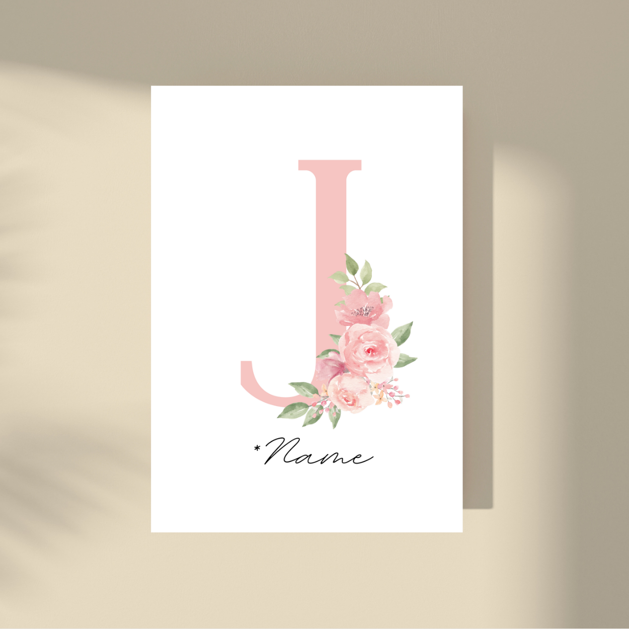 Personalizovano - Pink Flowers Početno slovo i ime