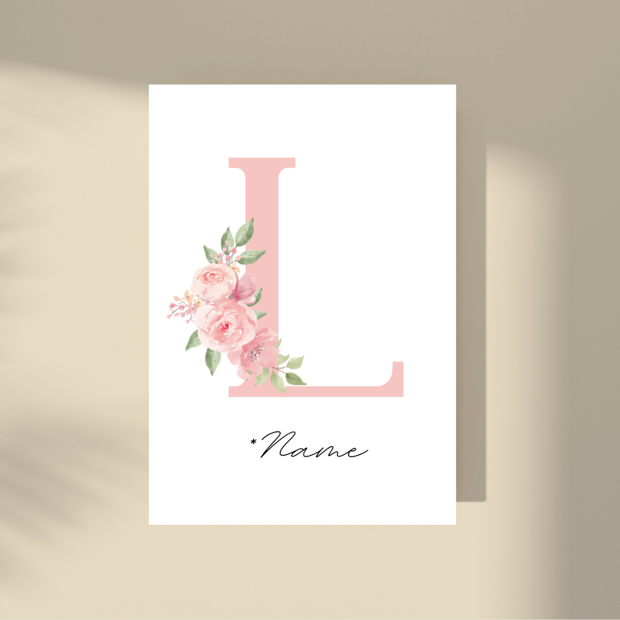 Personalizovano - Pink Flowers Početno slovo i ime
