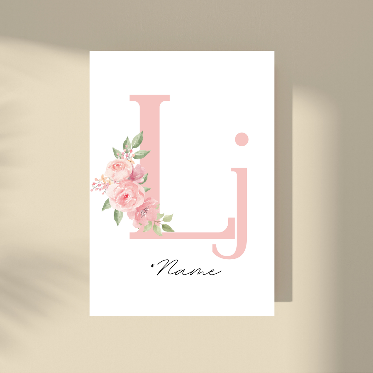 Personalizovano - Pink Flowers Početno slovo i ime