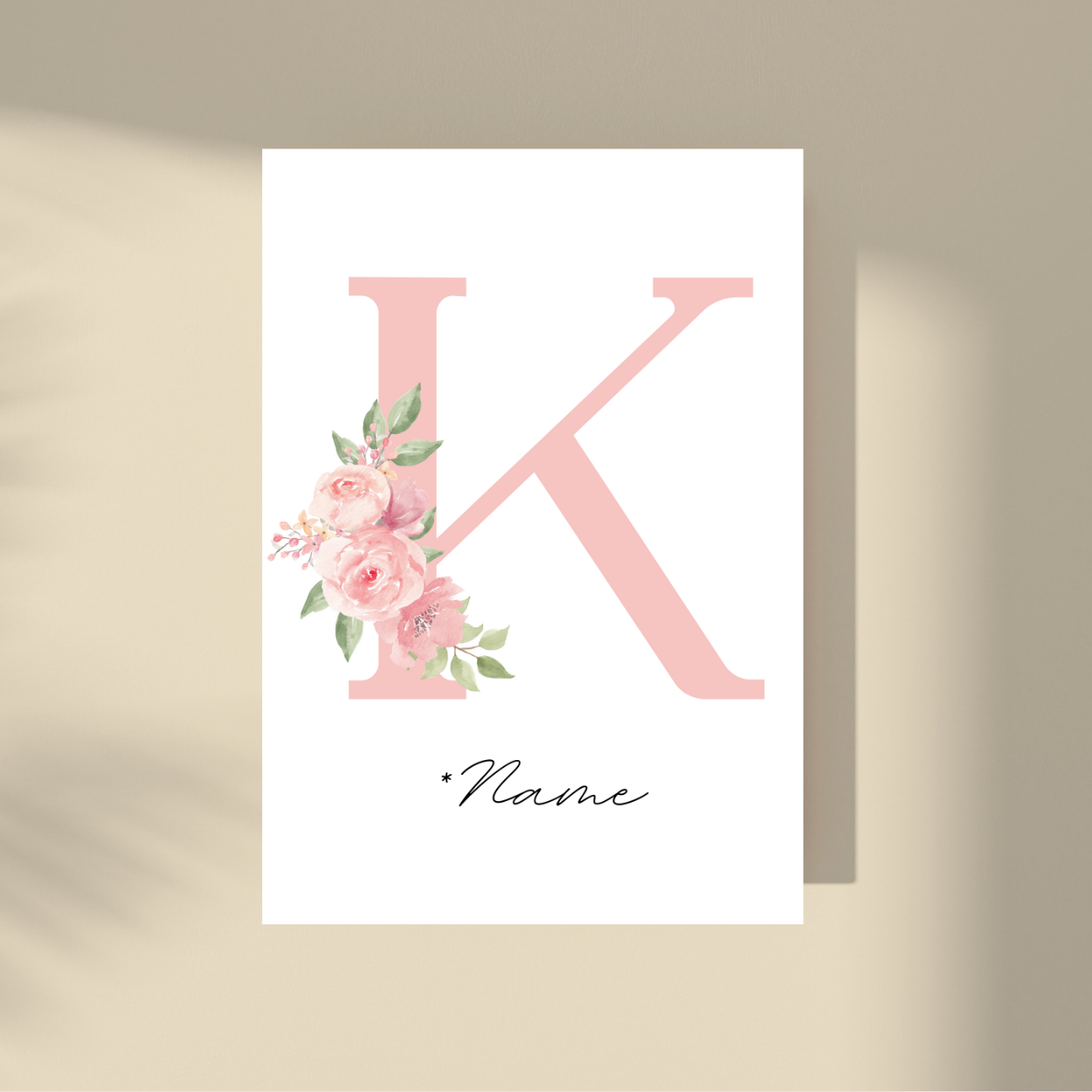 Personalizovano - Pink Flowers Početno slovo i ime
