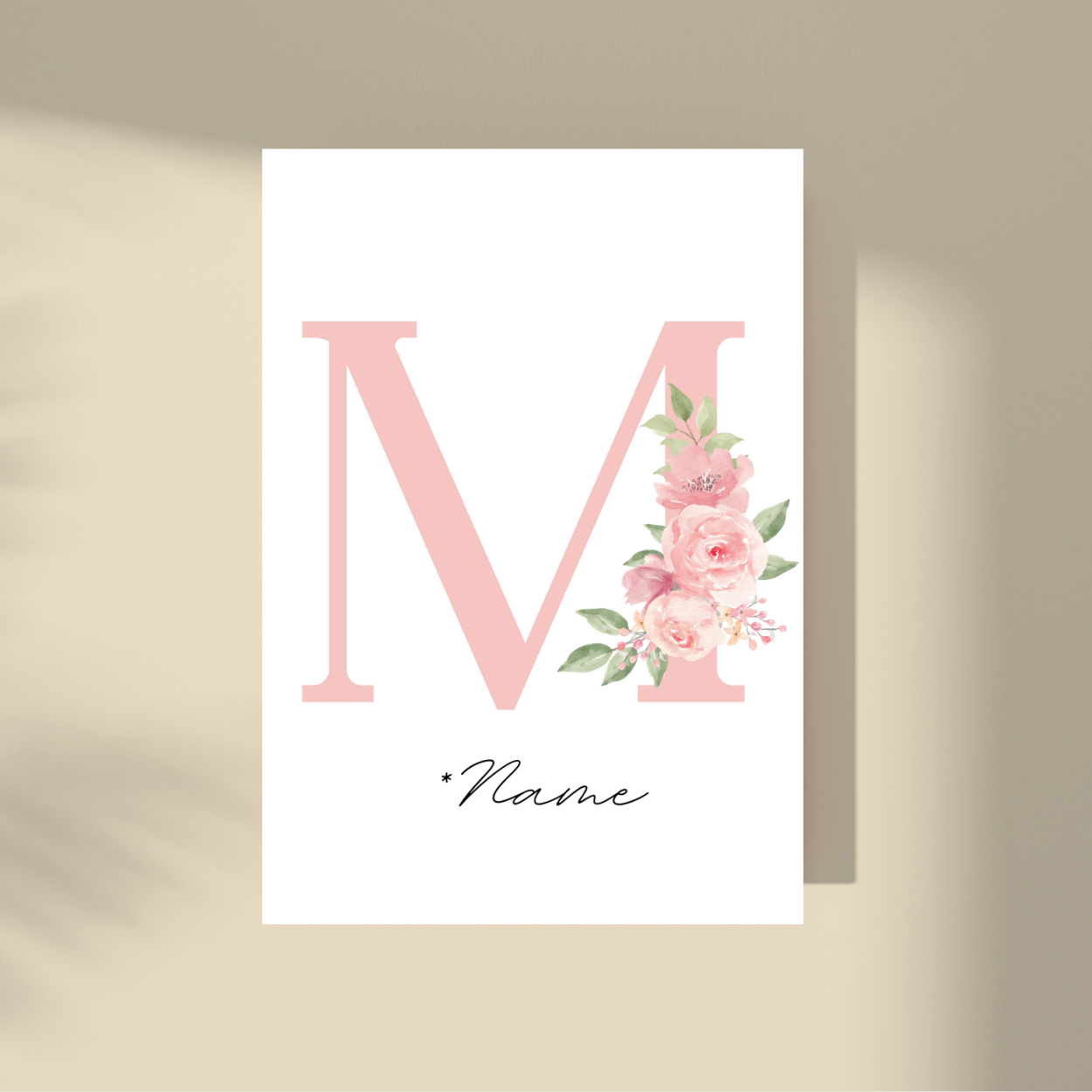 Personalizovano - Pink Flowers Početno slovo i ime
