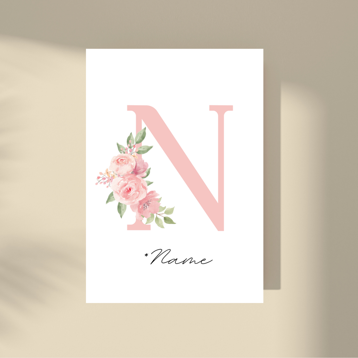 Personalizovano - Pink Flowers Početno slovo i ime