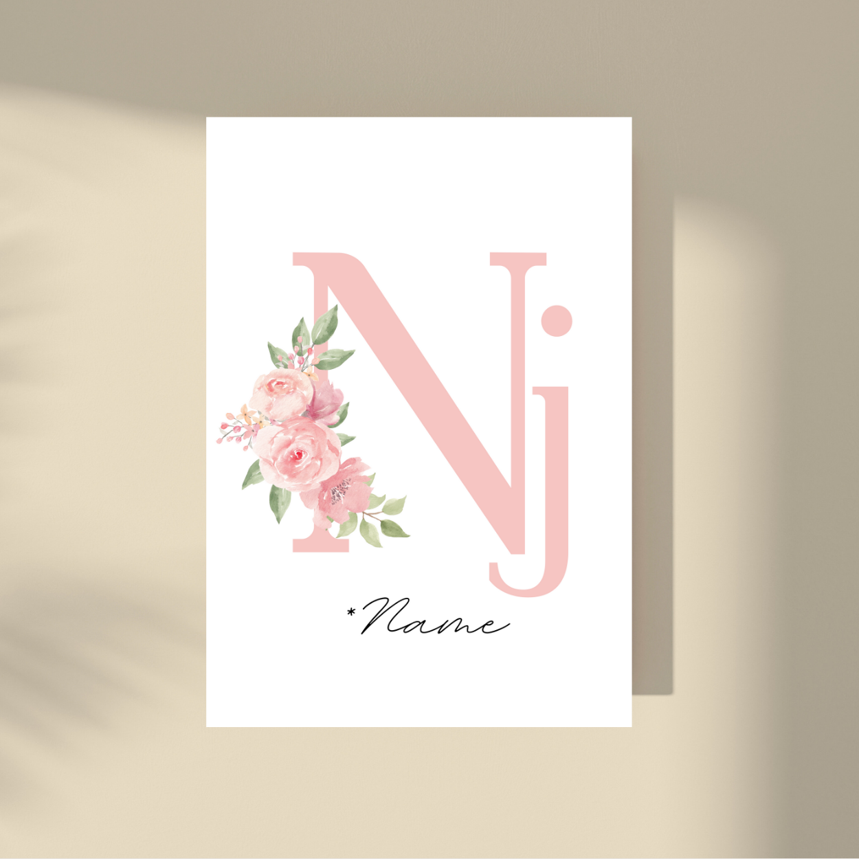 Personalizovano - Pink Flowers Početno slovo i ime
