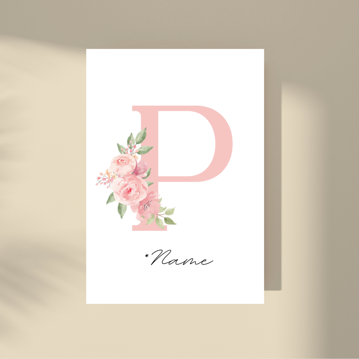 Personalizovano - Pink Flowers Početno slovo i ime