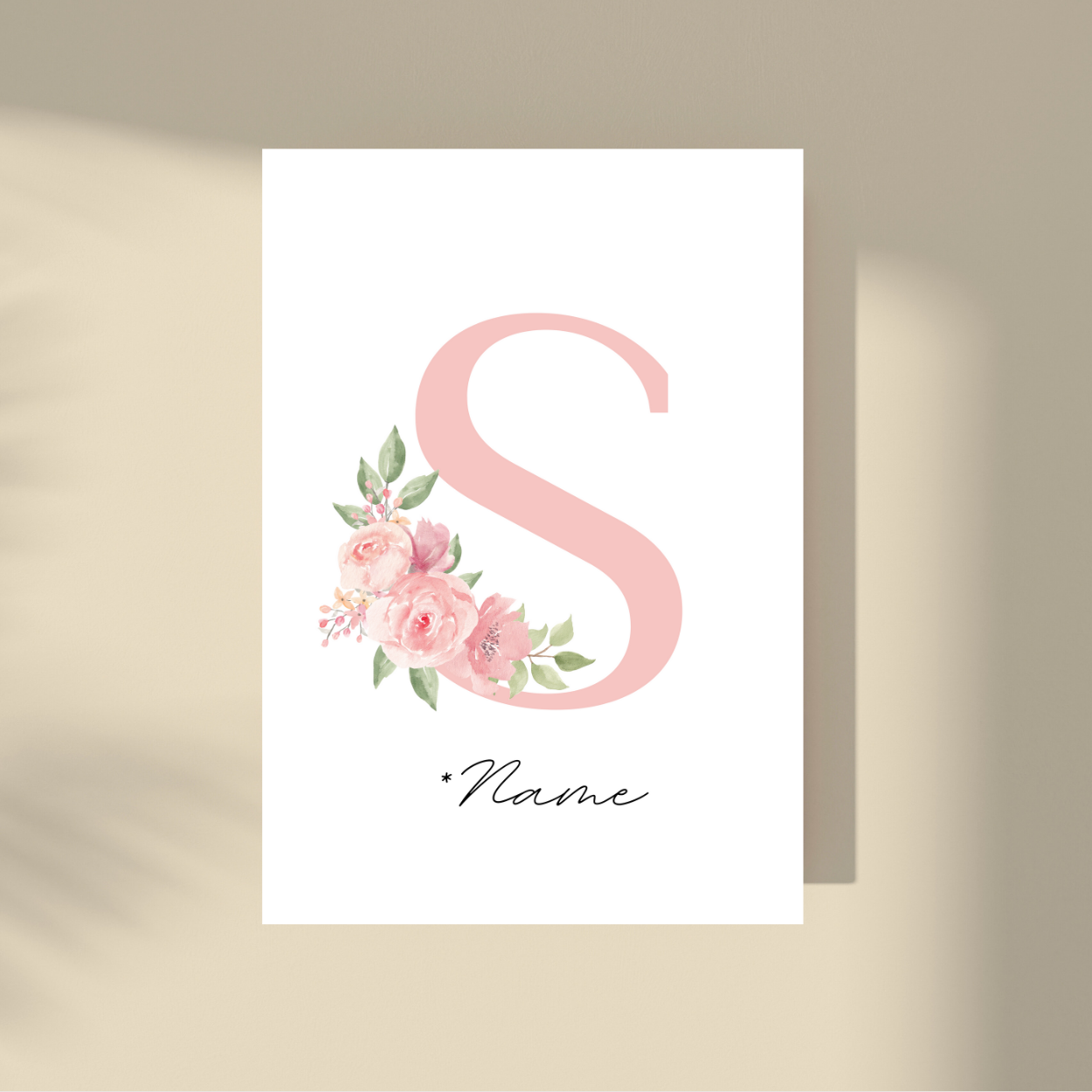 Personalizovano - Pink Flowers Početno slovo i ime