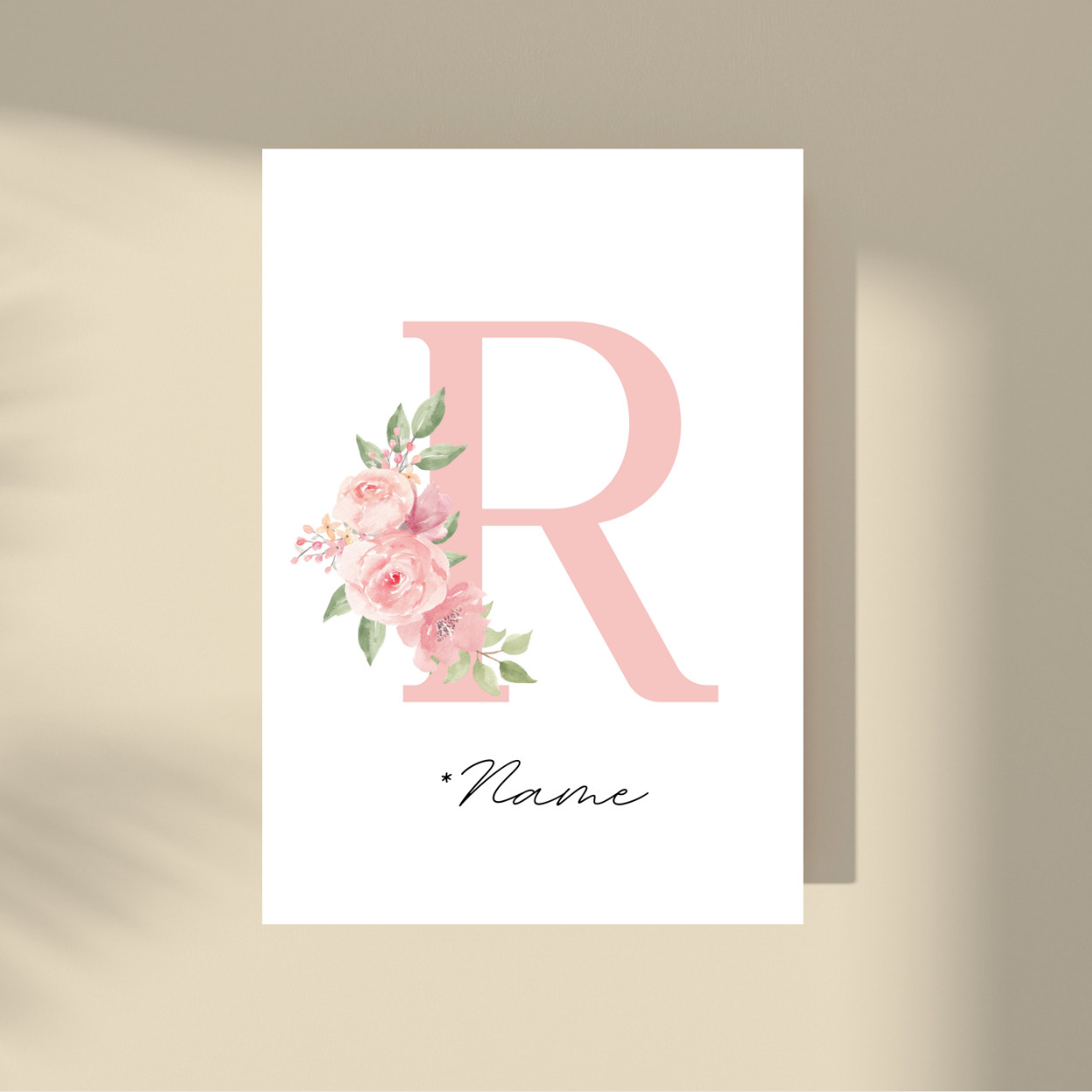 Personalizovano - Pink Flowers Početno slovo i ime