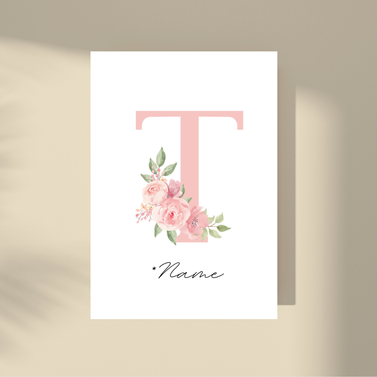 Personalizovano - Pink Flowers Početno slovo i ime