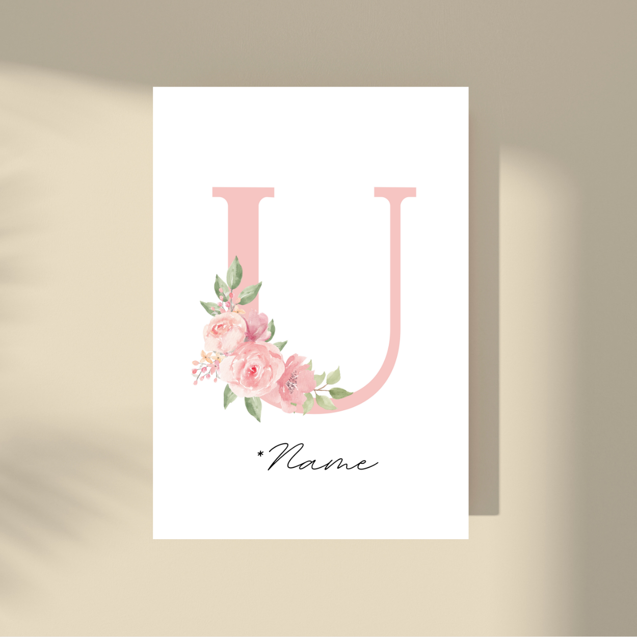 Personalizovano - Pink Flowers Početno slovo i ime