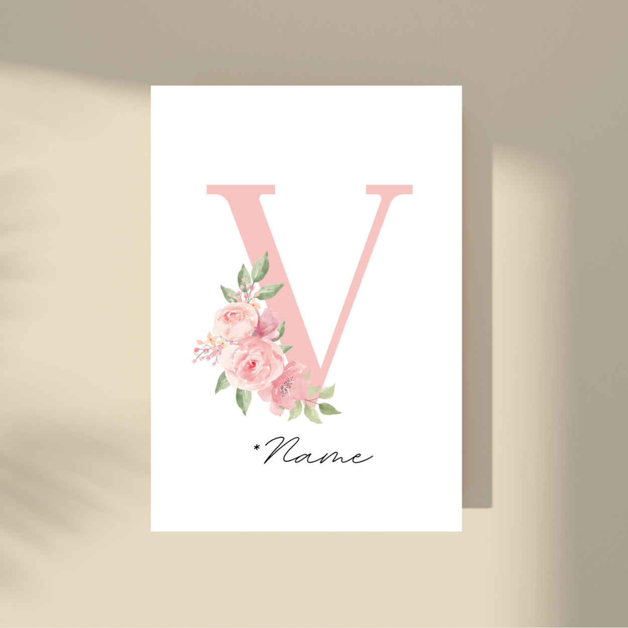 Personalizovano - Pink Flowers Početno slovo i ime