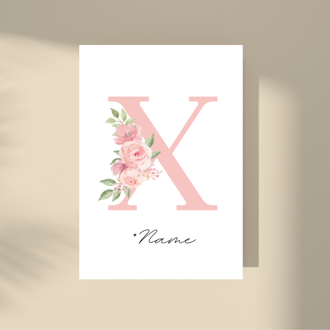 Personalizovano - Pink Flowers Početno slovo i ime