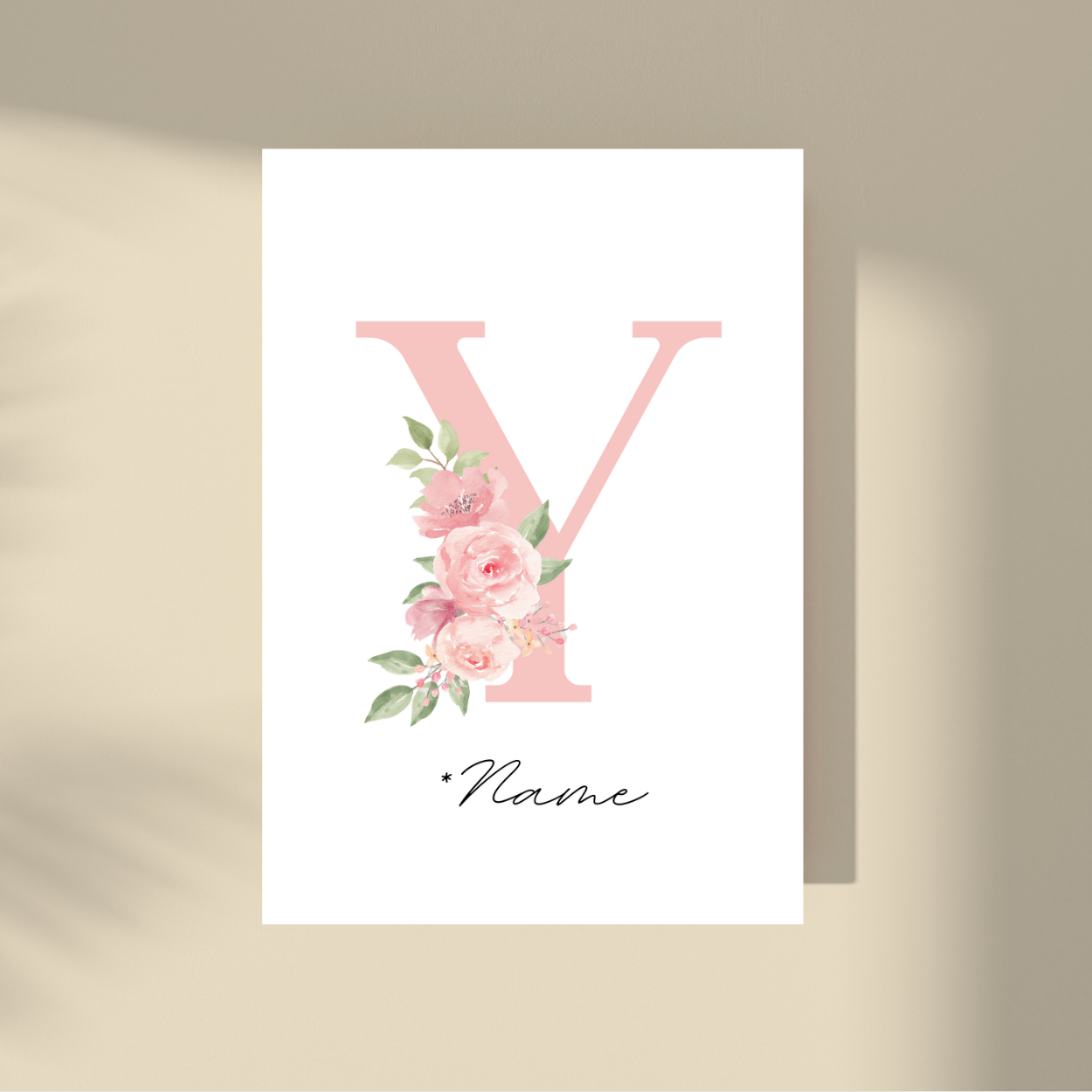 Personalizovano - Pink Flowers Početno slovo i ime