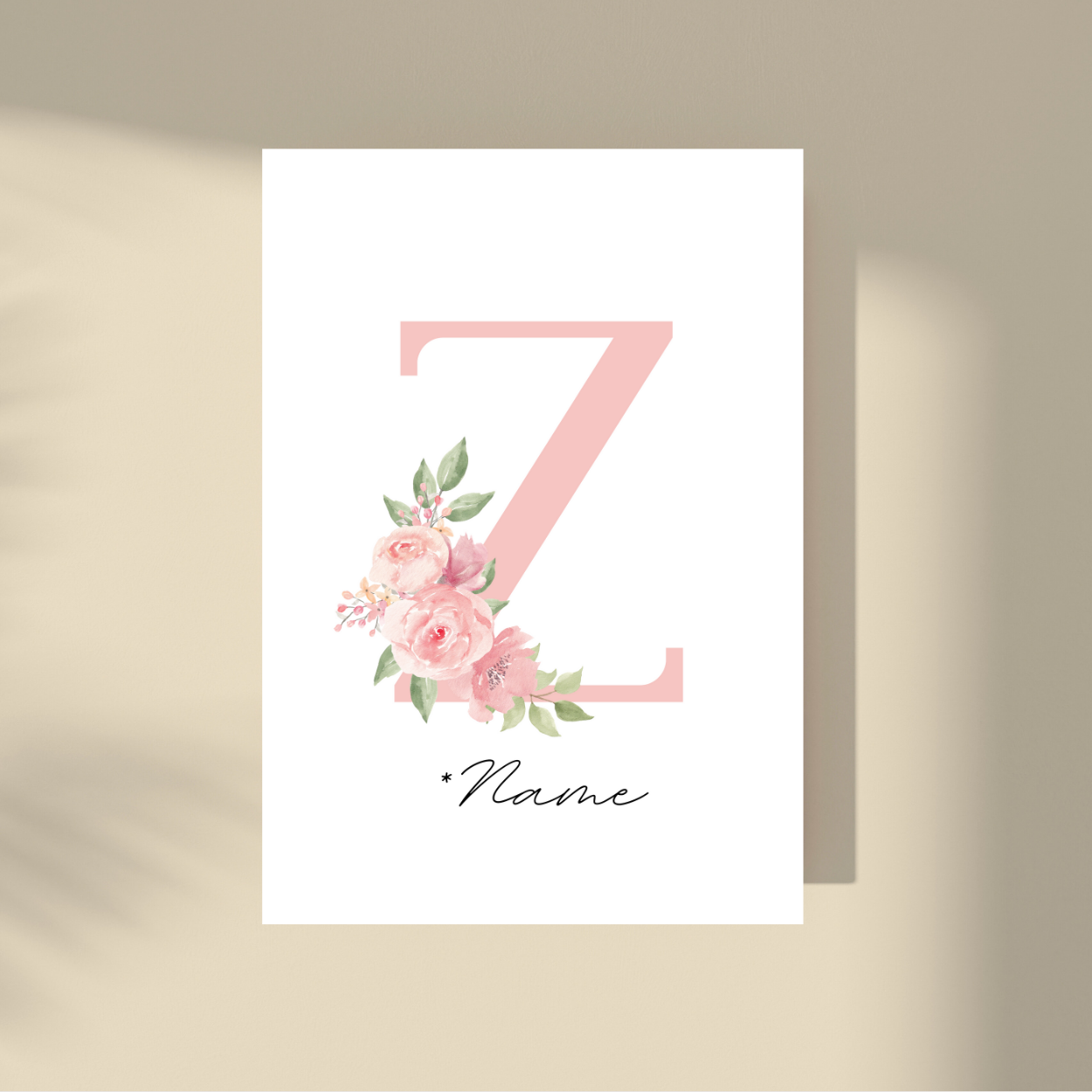 Personalizovano - Pink Flowers Početno slovo i ime