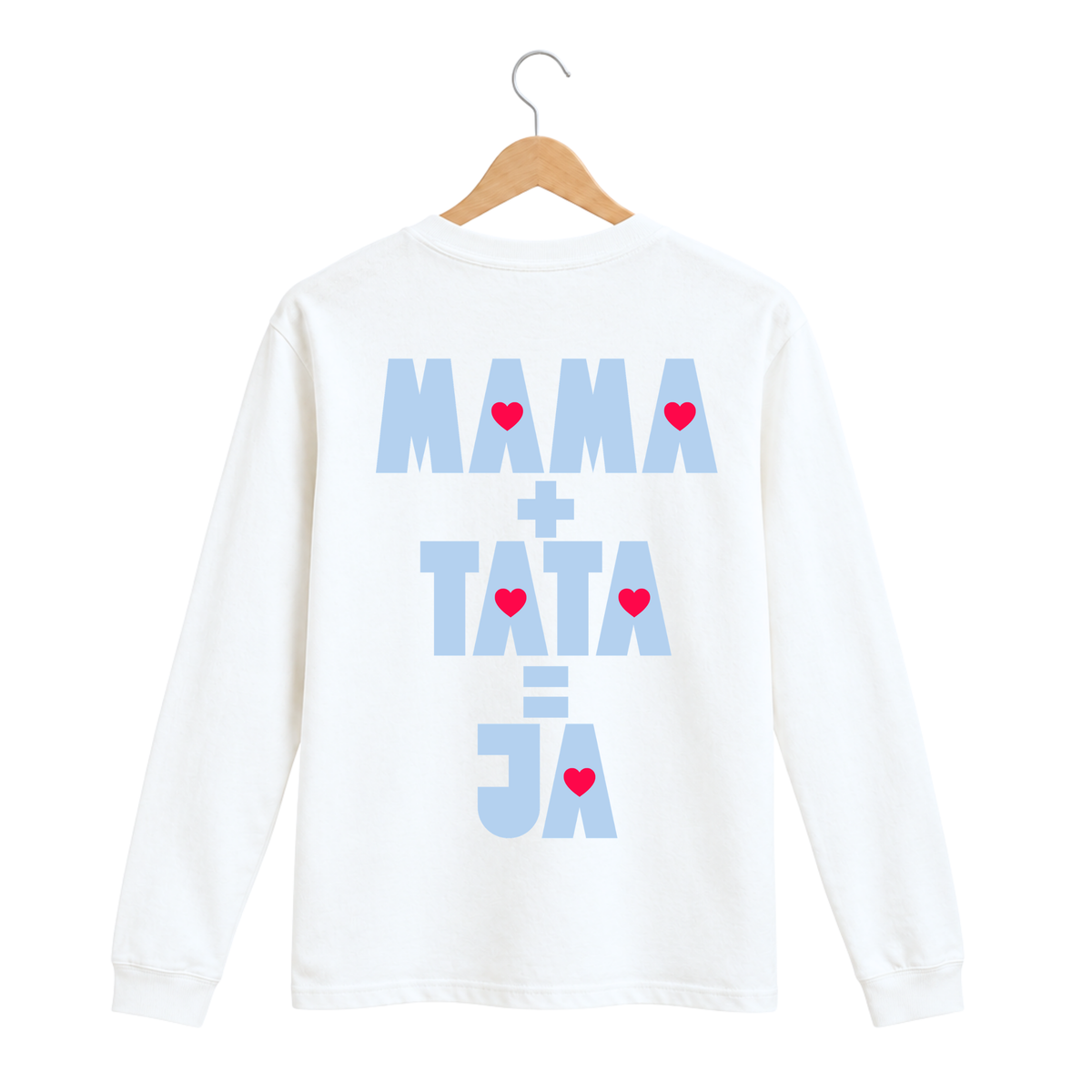 PEORDER Majica dugih rukava - Bela - Mama + tata = ja 17.10.