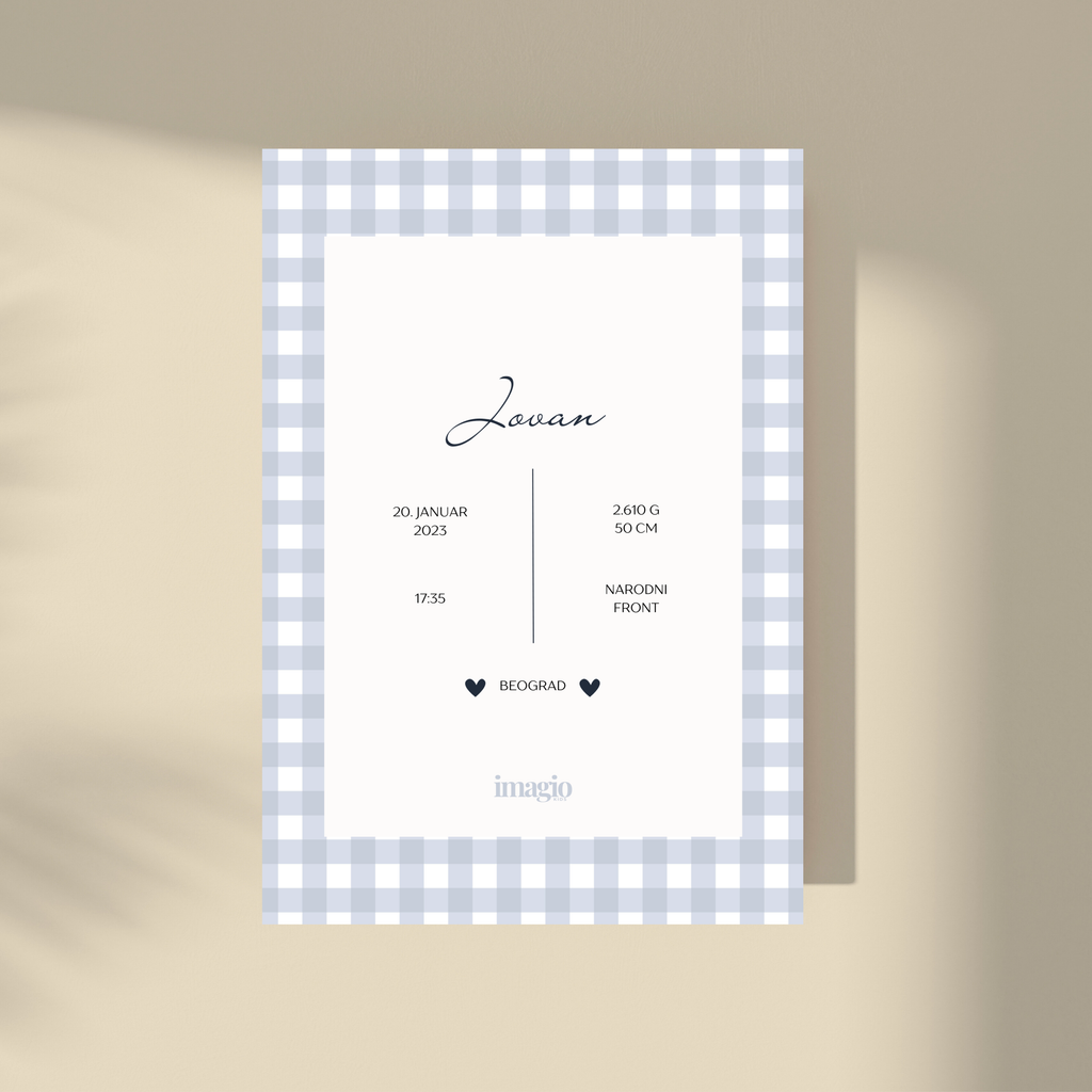 Personalizovano - Gingham Pattern No.1 Poster - Plava