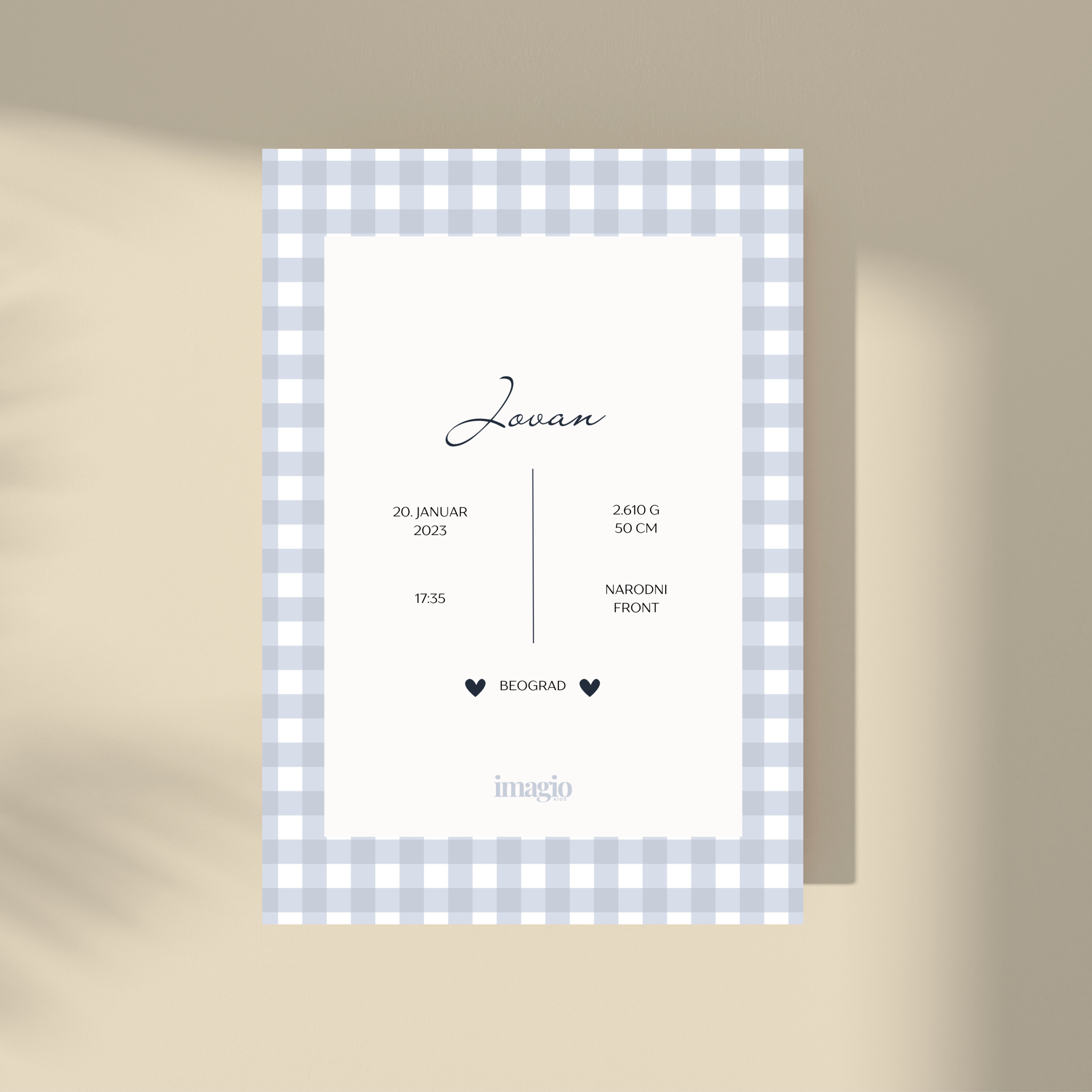 Personalizovano - Gingham Pattern No.1 Poster - Plava