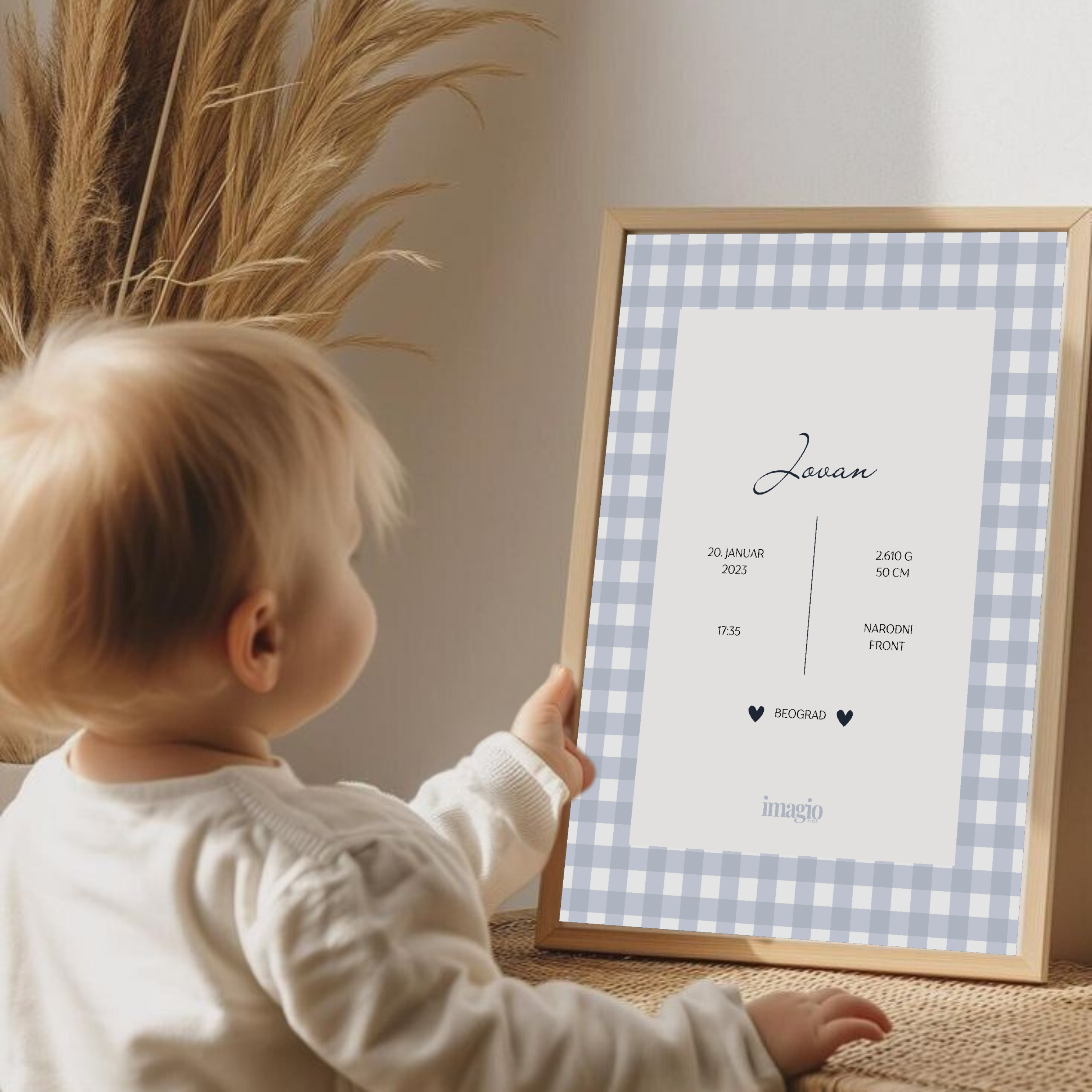 Personalizovano - Gingham Pattern No.1 Poster - Plava
