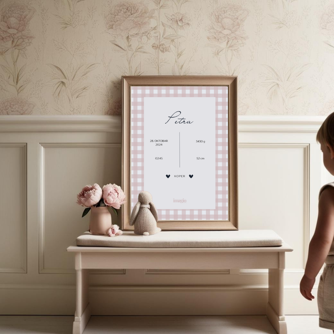Personalizovano - Gingham Pattern No.1 Poster - Blush