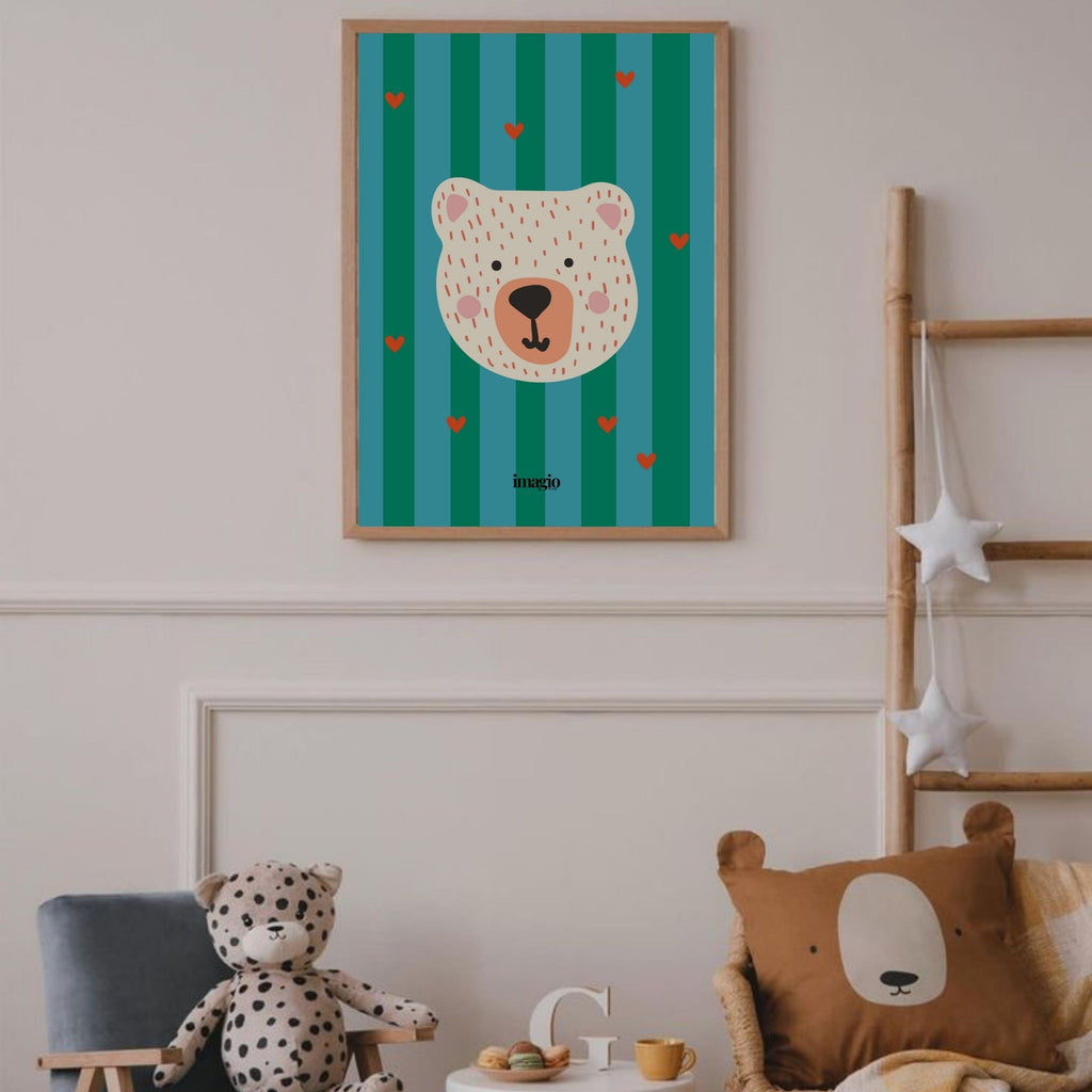 Teddy Bear - Zelene linije Poster