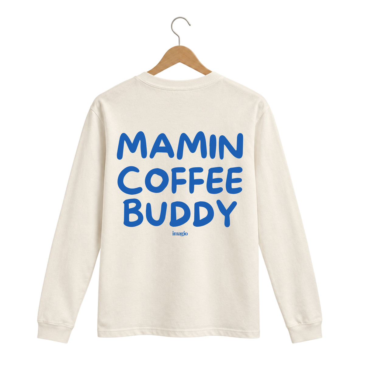Majica dugih rukava - Bež - Mamin coffee buddy - Plava