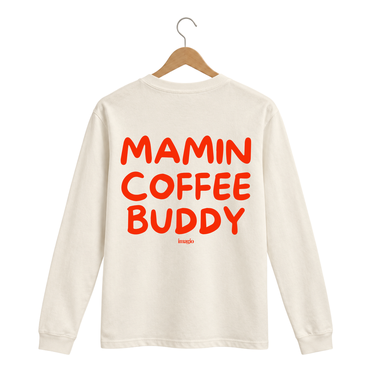 Majica dugih rukava - Bež - Mamin coffee buddy - Crvena