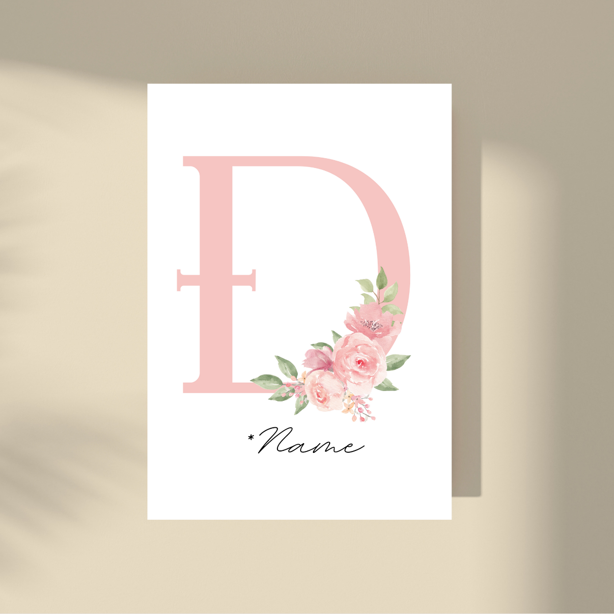 Personalizovano - Pink Flowers Početno slovo i ime